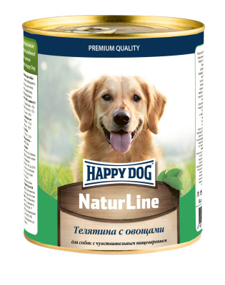 Happy Dog NaturLine Консервированный корм для собак Телятина с овощами 970 гр