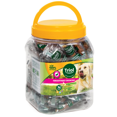 Пикантные сосиски из утки для собак, 500г (банка), Triol