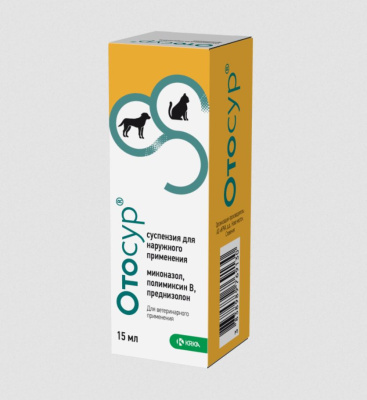 ОТОСУР капли ушные для собак и кошек при отитах и дерматитах 15 мл (1 шт)