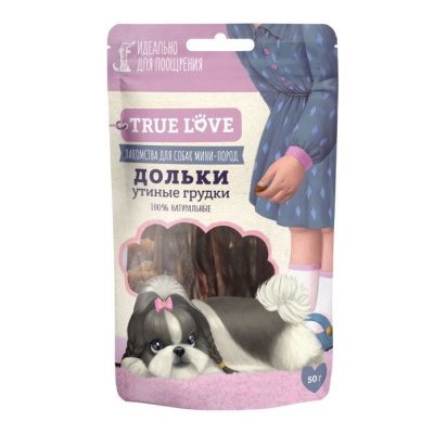 ГРИН КЬЮЗИН "TRUE LOVE" Лакомства для собак "ДОЛЬКИ" утиные грудки 50 гр