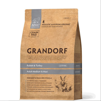 GRANDORF DOG Rabbit&Turkey MEDIUM&MAXII (кролик с индейкой для собак средних и крупных пород)  10 кг.