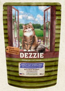DEZZIE ADULT CAT STERILIZED влажный корм для стерилизованных кошек форель в соусе 85г