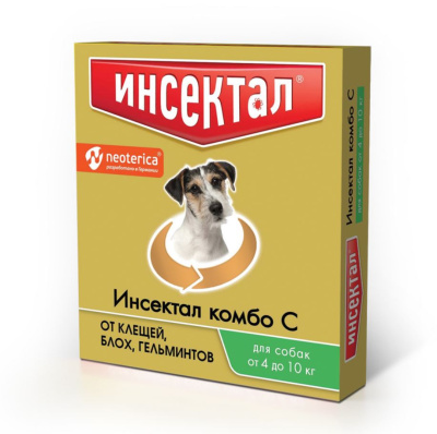 Инсектал Комбо капли для собак от блох, клещей, гельминтов 4-10кг, 1 пипетка