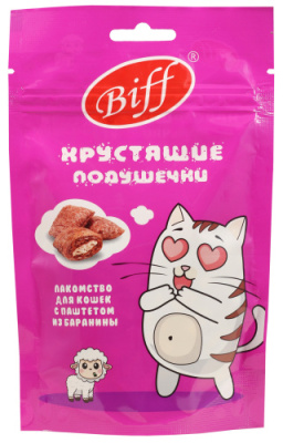 Лакомство TITBIT Хрустящие подушечки Biff для кошек с паштетом из баранины, 60 г