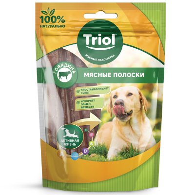Лакомство для собак «Мясные полоски из говядины», 70г, Triol