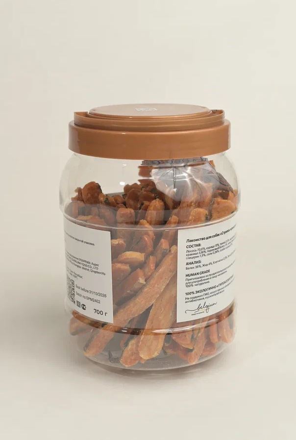 NORD FARM Лакомство для собак Стрипсы мраморные из лосося - 700 гр