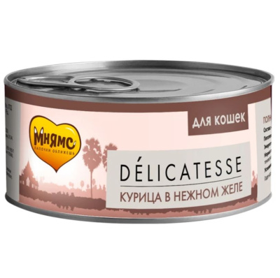 Влажный дополнительный корм Мнямс Деликатес для кошек Курица в нежном желе, 70 г