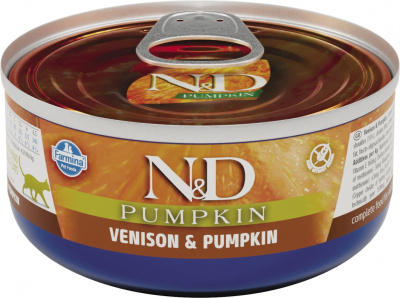 Консервы FARMINA N&D CAT VENISON&PUMPKIN для взрослых кошек с олениной и тыквой - 70 гр