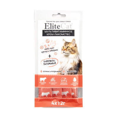 ELITECAT лакомство для кошек"крем лакомство" из куриного филе и говядины 12г