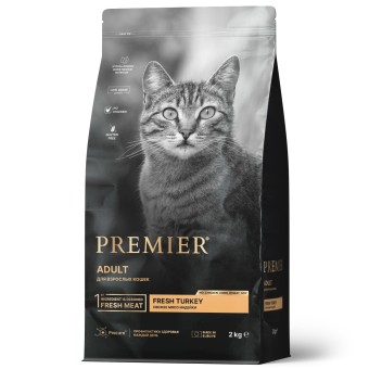 Premier Cat Turkey Adult сухой корм для взрослых кошек Свежая индейка 2кг