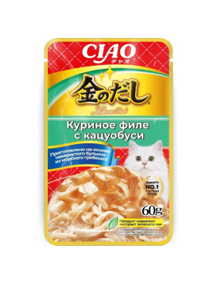 Влажный корм для кошек INABA Ciao Kinnodashi Куриное филе с кацуобуси, 60 гр