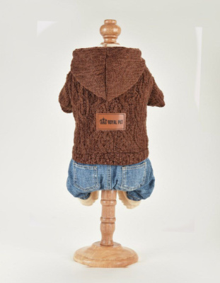 Зимний костюм Royal Pet "Вязка" шоколад L, спинка 34см, об.гр. 54см, об.ш. 40см