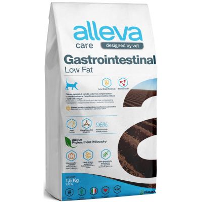 Сухой корм Alleva Care Cat Gastrointestinal Low Fat диета для взрослых кошек при заболеваниях ЖКТ с низким содержанием жиров, 1,5 кг