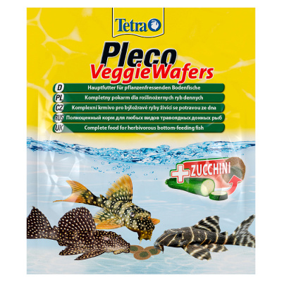 Tetra Pleco Veggie Wafers корм-пластинки с добавлением цуккини для донных рыб 15 г
