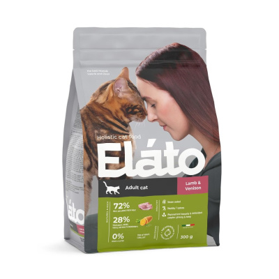 Elato Holistic Adult Cat Lamb & Venison Сухой корм для взрослых кошек с ягненком и олениной, 300г