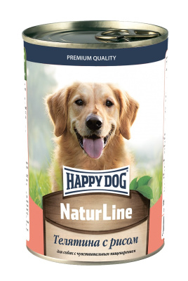 Happy Dog NaturLine Консервированный корм для собак Телятина с рисом 410 гр