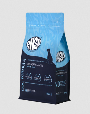 ENSO Dog Formula Monoprotein сухой корм для взрослых собак средних и крупных пород со свежей белой рыбой с добавлением брокколи, 800 гр
