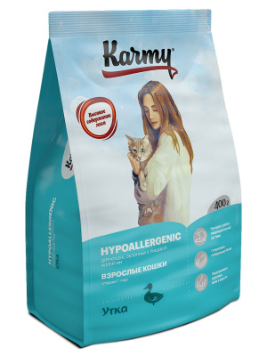 Karmy Hypoallergenic Сухой корм для кошек, склонных к пищевой аллергии, Утка 0,4