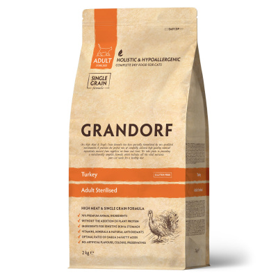 GRANDORF CAT Turkey STERILISED (Индейка для стерилизованных кошек) 2 кг.
