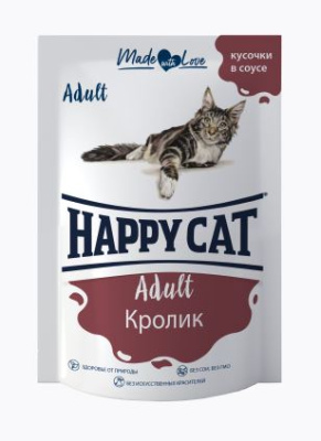 Happy Cat Влажный корм для кошек Кролик в соусе 85 гр