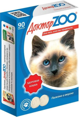 Доктор Zoo Мультивитаминное лакомство для кошек "ЗДОРОВАЯ КОШКА" с морскими водорослями 90шт.