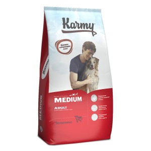 Karmy Medium Adult Телятина 14кг (    Полнорационный сухой корм для собак средних пород старше 1 года