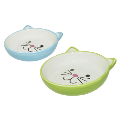 Миска  для кошек Блюдце керамическое "Кошачья мордочка" 0,2л, DOGMAN