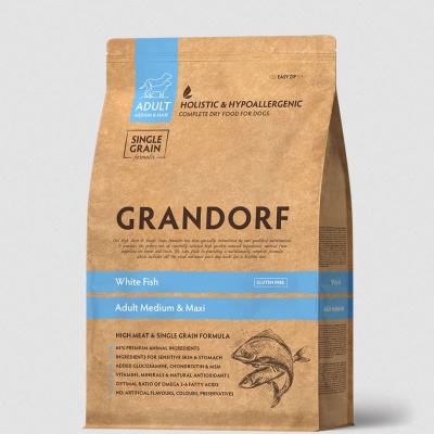 GRANDORF Adult Medium&Maxi White Fish сухой корм для взрослых собак средних и крупных пород, белая рыба - 10 кг