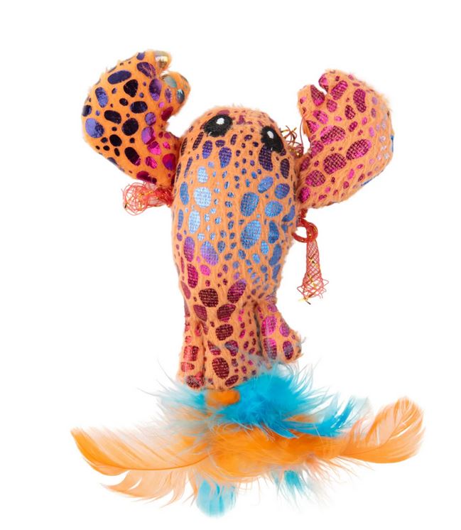 Игрушка Mr.Kranch для кошек Лобстер плюшевая с кошачьей мятой и перышками 9 см голубая