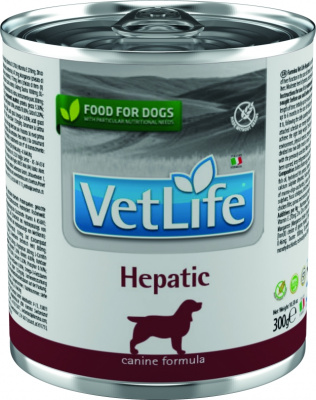 Консервы FARMINA VETLIFE NATURAL DIET DOG HEPATIC для взрослых собак всех пород с курицей и рыбой диета при печеночной недостаточности, 300 гр