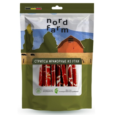 NORD FARM Лакомство для собак "Стрипсы из мраморной утки", 90 гр