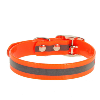 Ошейник для собак Каскад Biotan биотан со светоотражающей полосой оранжевый 12 мм 20 – 24 см