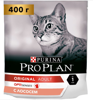 Pro Plan сухой корм для взрослых кошек, с высоким содержанием лосося 400гр
