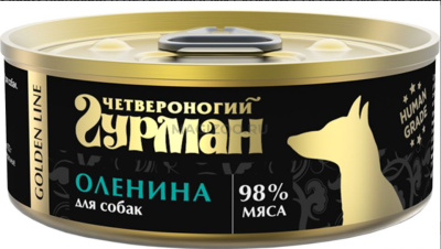 Четвероногий гурман Корм консервированный для собак "Golden line Оленина", 100 г