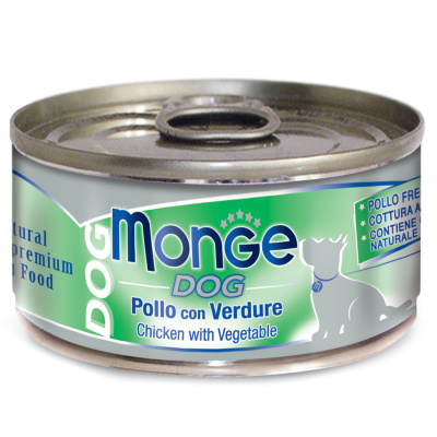 Влажный корм Monge Dog Natural для собак куриные кусочки с овощами, консервы - 95 г