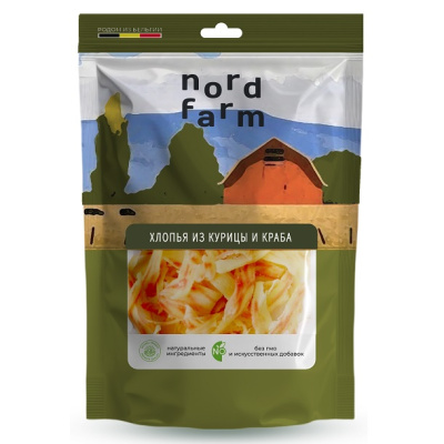 NORD FARM Лакомство для собак" Хлопья из курицы и краба", 90 гр