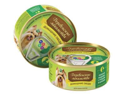 Деревенские лакомства "Домашние обеды" Нежная индейка с рубцом и цукини банка, 100 гр