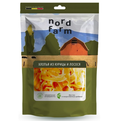 NORD FARM Лакомство для собак Хлопья из курицы и лосося, 90 гр