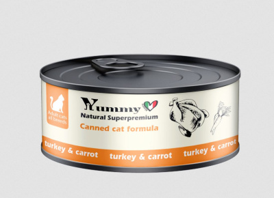 Yummy Linea Консервы для взрослых кошек с индейкой и овощами, 0,1 кг