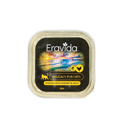 Eravida лакомство для кошек с курицей и креветками в желе - 100 г