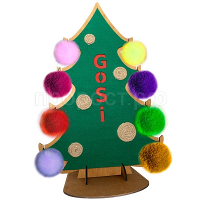 Когтеточка GOSi Фигурная Елочка с игрушками и дразнилкой