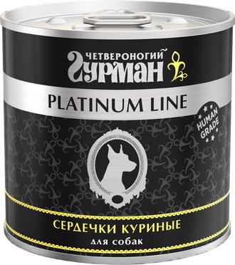 Четвероногий гурман Корм консервированный для собак "Platinum line", сердечки куриные, 240 г