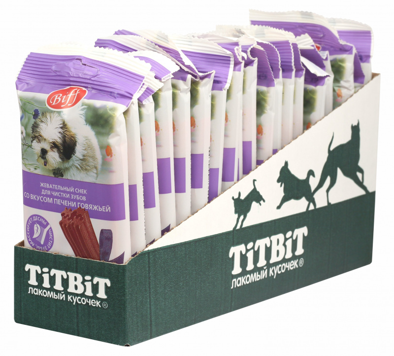 Лакомство TITBIT Жевательный снек DENT со вкусом печени говяжьей для собак мелких пород, 40 г