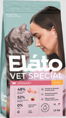 Elato Holistic Vet Special Urinary полнорационный сухой диетический корм для котов и кошек с курицей, 1,5кг