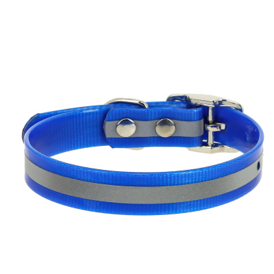 Ошейник для собак Каскад Biotan биотан со светоотражающей полосой синий 15 мм 21 – 30 см