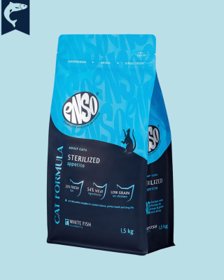 ENSO Cat Formula Sterilized сухой корм для стерилизованных кошек со свежей белой рыбой с добавлением клюквы, 1,5кг